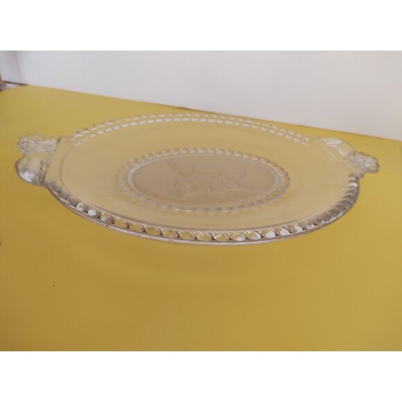 EAPG Gillinder Frosted Lion Oval Platter, handled. 13" x 9" - Picture 12 of 16